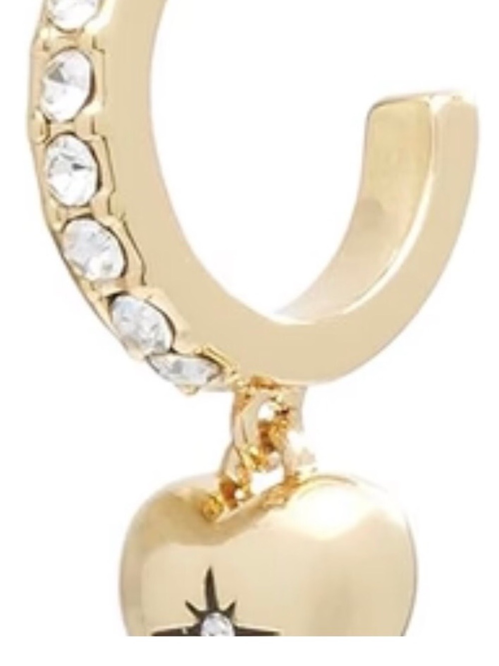 NWT Coach Pave Heart Drop Earrings with Crystal Star Accent - Picture 2 of 4